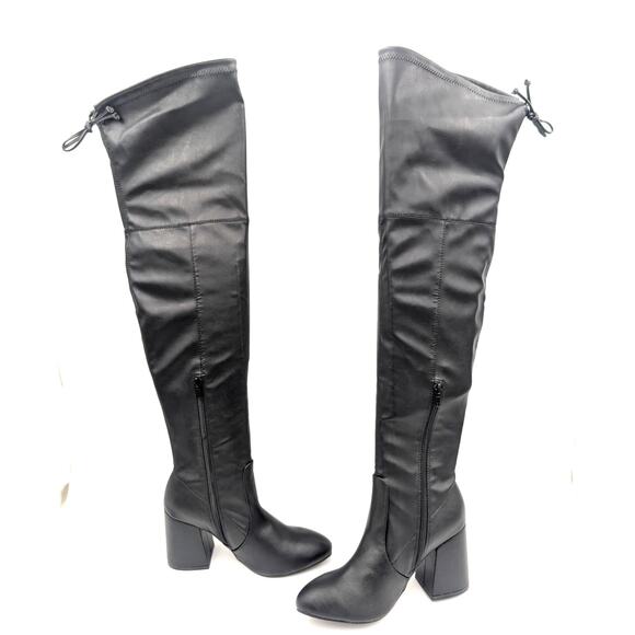 Wild Diva Cross-01 Over The Knee Low Chunky Block Heel Boots Size US5.5 EU36 - Picture 3 of 16
